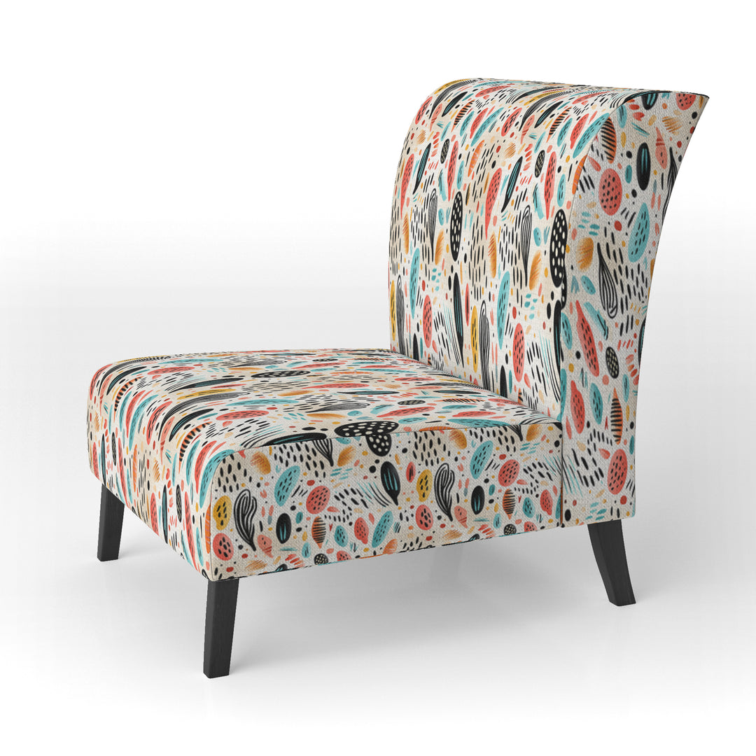 Light Color Tribal Animals Pattern - Upholstered Modern Accent Chairs