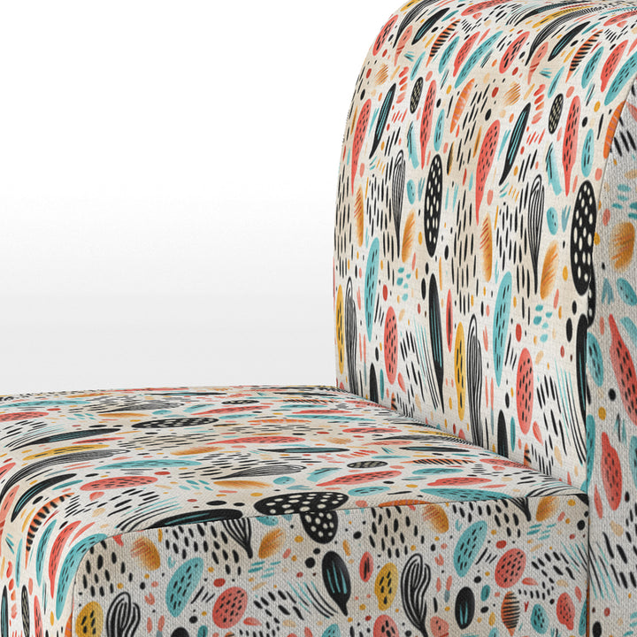 Light Color Tribal Animals Pattern - Upholstered Modern Accent Chairs