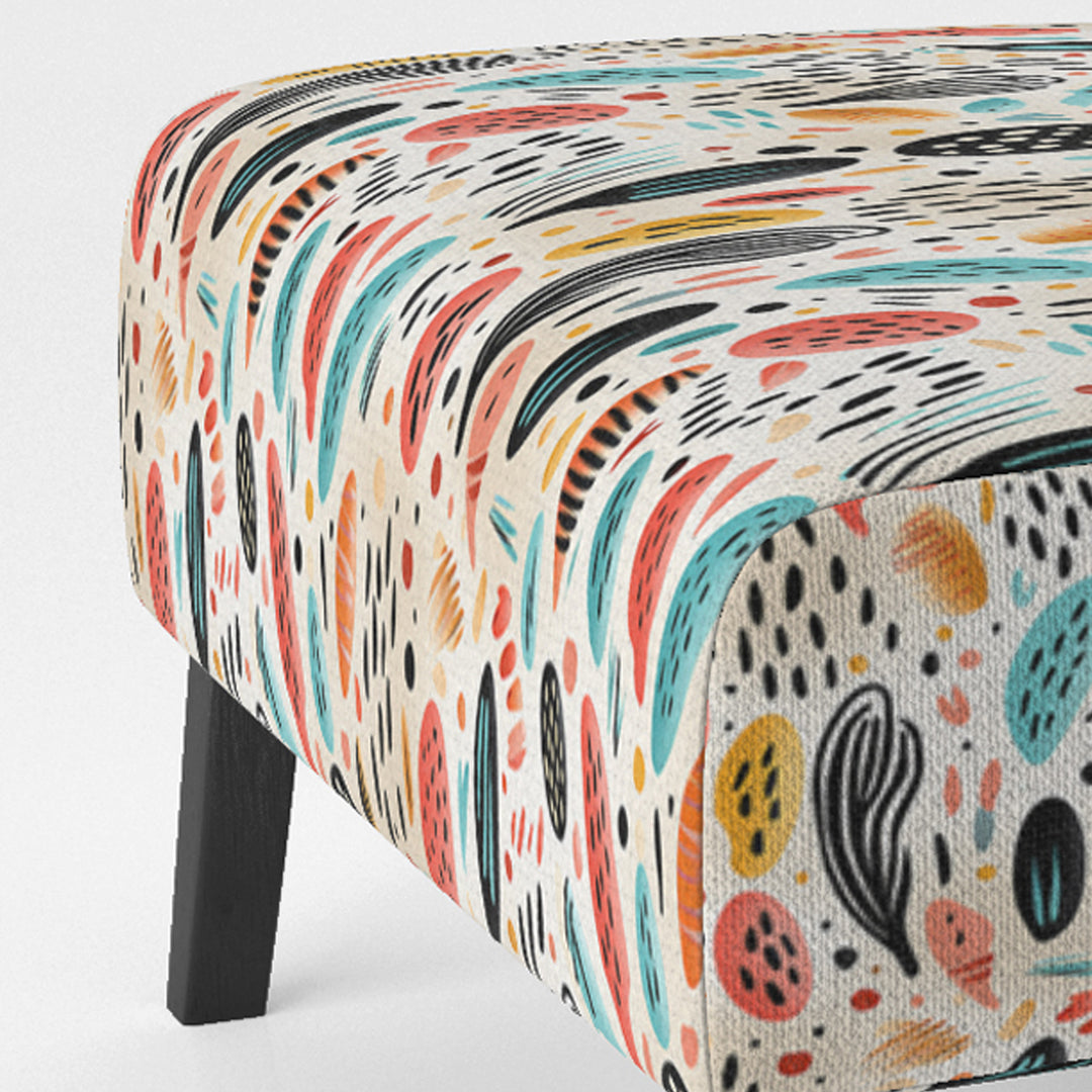 Light Color Tribal Animals Pattern - Upholstered Modern Accent Chairs
