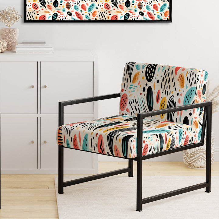 Light Color Tribal Animals Pattern - Upholstered Modern Accent Chairs