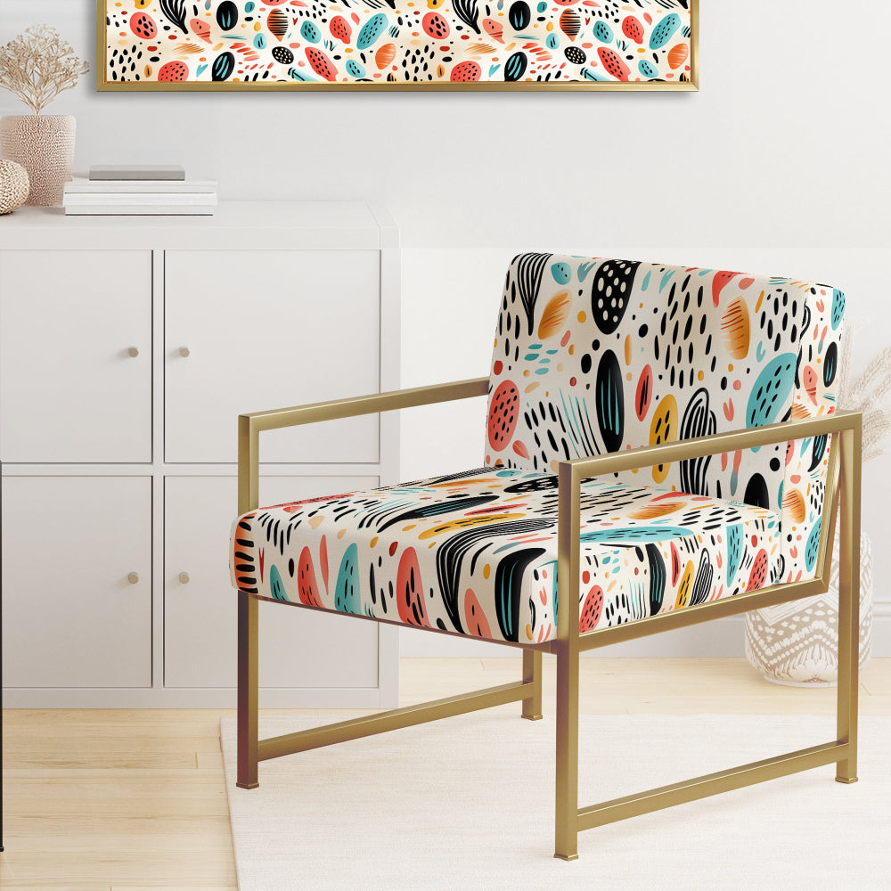 Light Color Tribal Animals Pattern - Upholstered Modern Accent Chairs