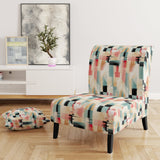 Beige And Light Green Cubic Sophistication - Modern Arm Chair