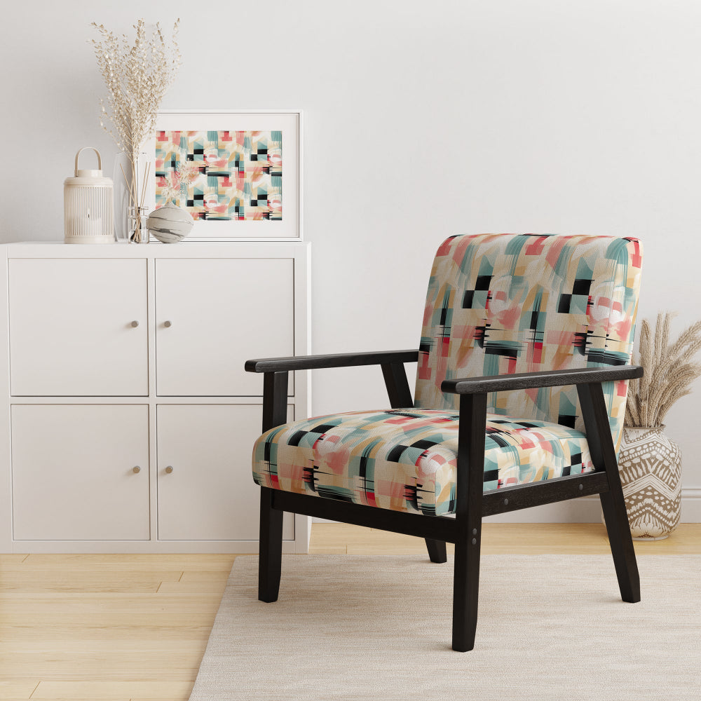Beige And Light Green Cubic Sophistication - Modern Arm Chair