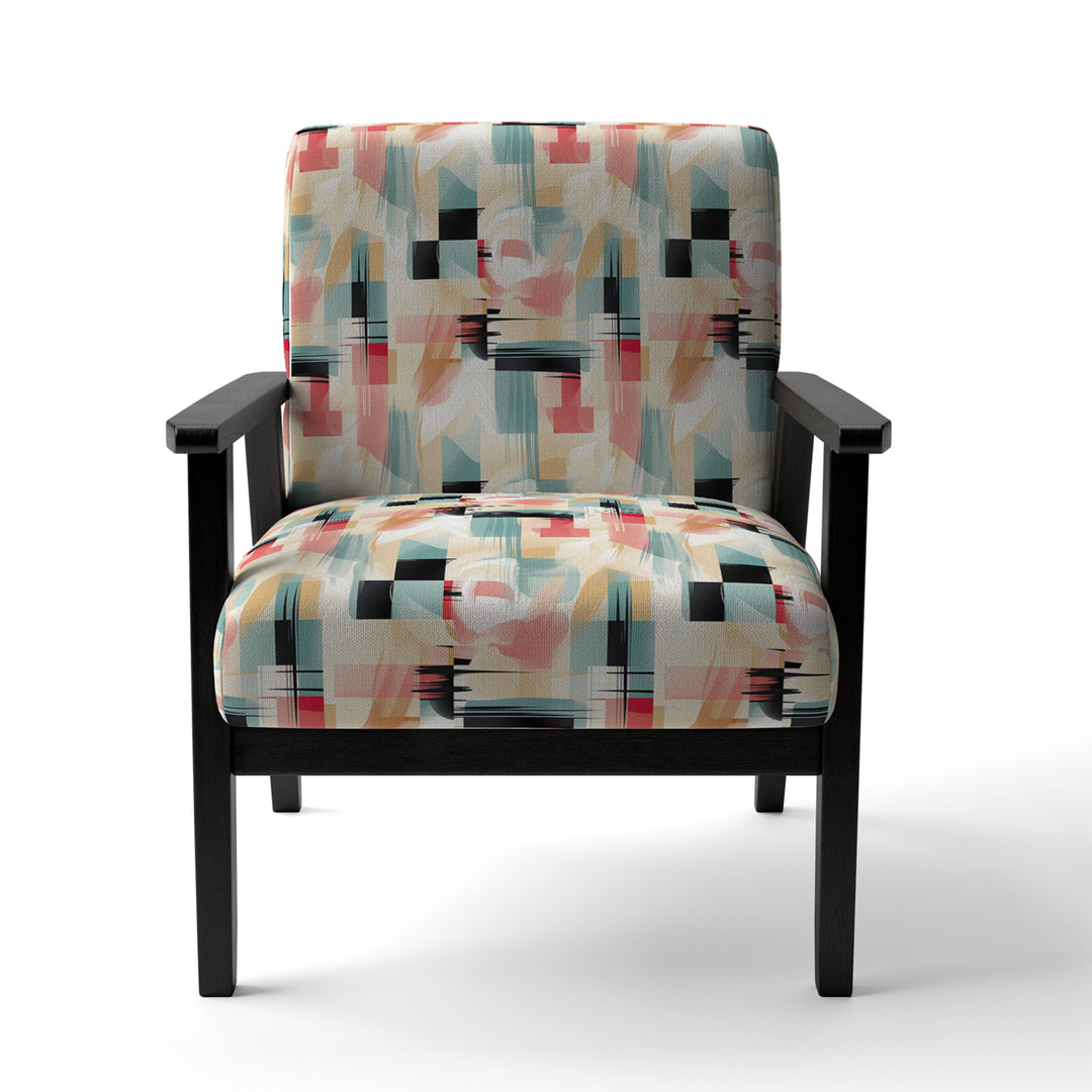 Beige And Light Green Cubic Sophistication - Modern Arm Chair