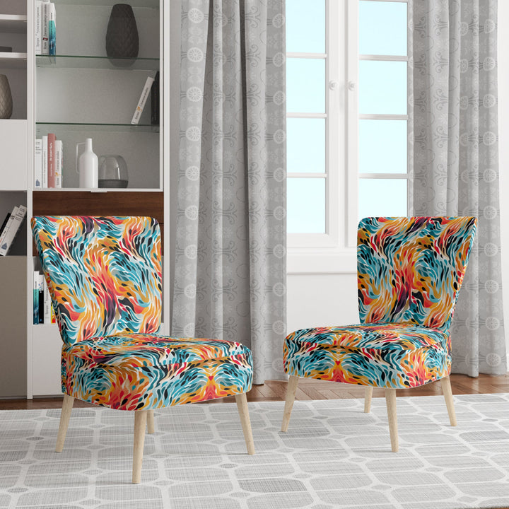 Rainbow Cheetah Waves - Modern Accent Side Chair