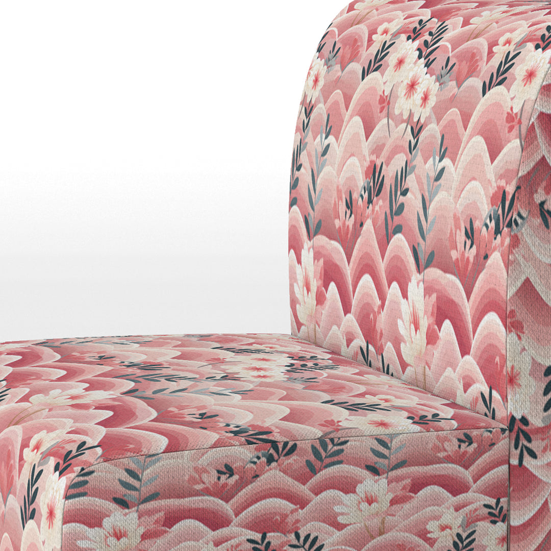 Pink And White Floral Hilltop Meadows - Upholstered Cottage Accent Chairs