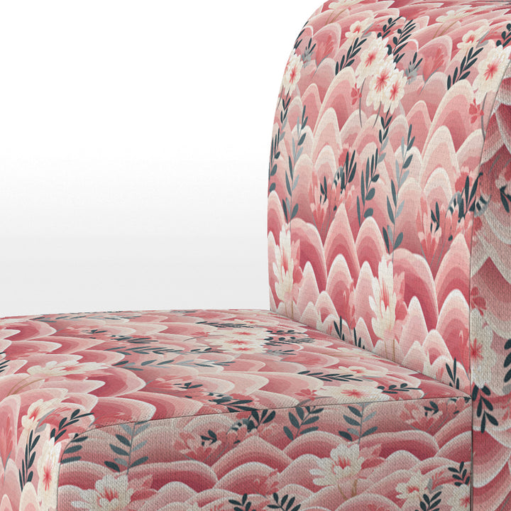 Pink And White Floral Hilltop Meadows - Upholstered Cottage Accent Chairs