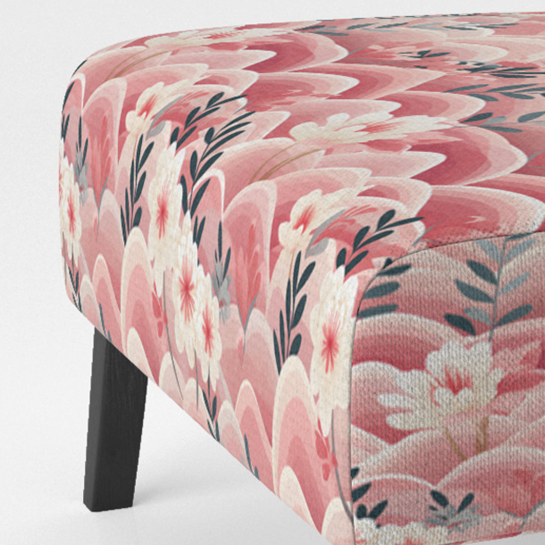 Pink And White Floral Hilltop Meadows - Upholstered Cottage Accent Chairs