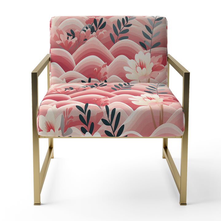 Pink And White Floral Hilltop Meadows - Upholstered Cottage Accent Chairs