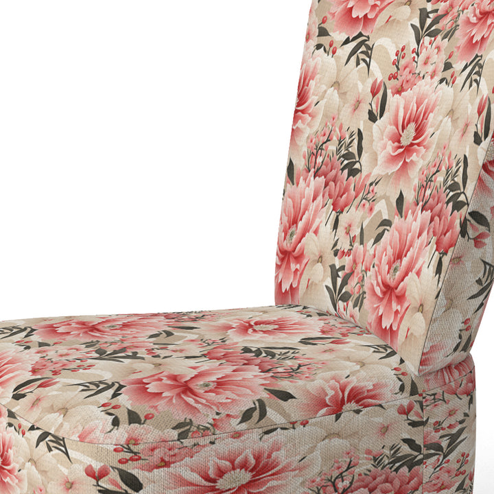 Pink Floral Peony Delicacy - Upholstered Cottage Accent Chairs