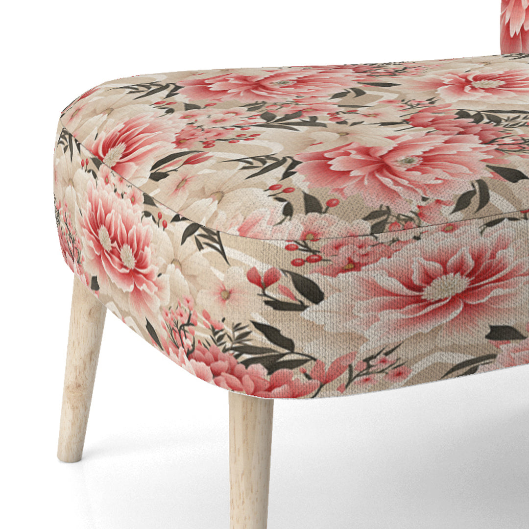 Pink Floral Peony Delicacy - Upholstered Cottage Accent Chairs