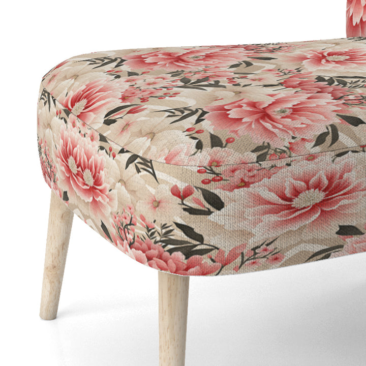 Pink Floral Peony Delicacy - Upholstered Cottage Accent Chairs