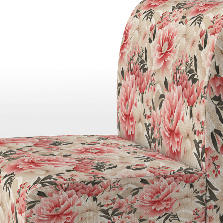 Pink Floral Peony Delicacy - Upholstered Cottage Accent Chairs