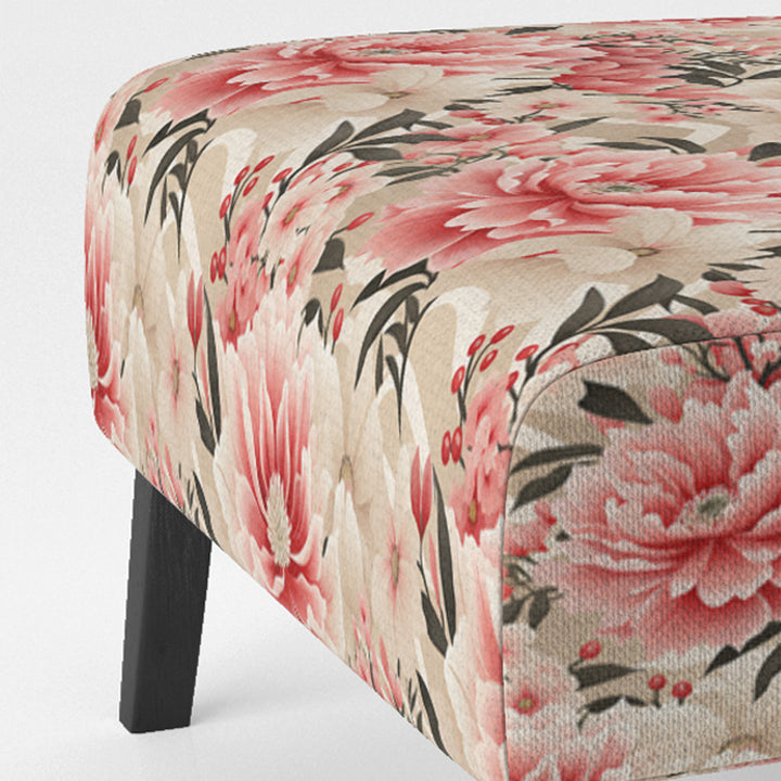 Pink Floral Peony Delicacy - Upholstered Cottage Accent Chairs