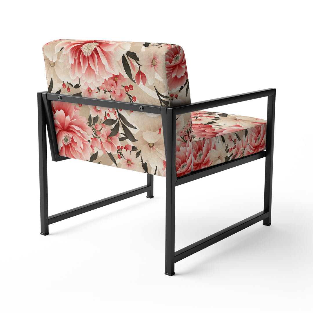 Pink Floral Peony Delicacy - Upholstered Cottage Accent Chairs