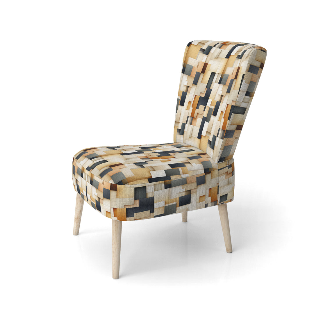 Abstract Taupe Blockchain Blocks - Modern Arm Chair