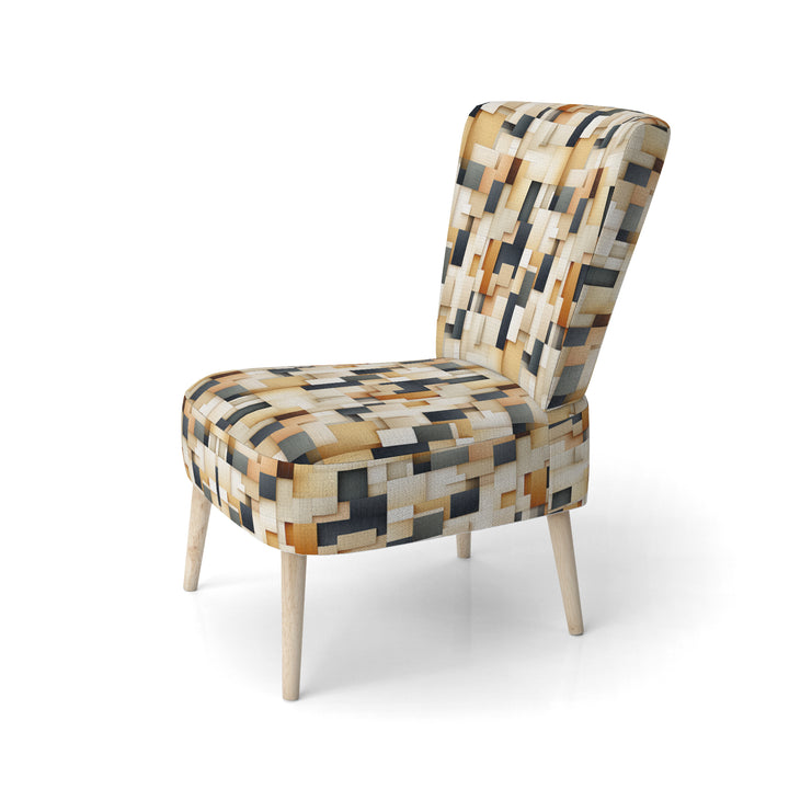 Abstract Taupe Blockchain Blocks - Modern Arm Chair