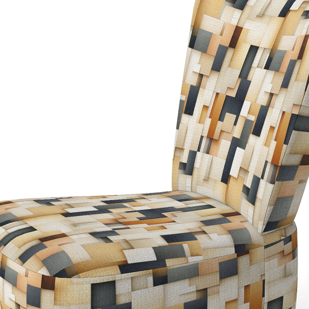 Abstract Taupe Blockchain Blocks - Modern Arm Chair