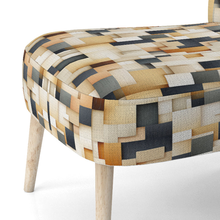 Abstract Taupe Blockchain Blocks - Modern Arm Chair