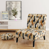 Abstract Taupe Blockchain Blocks - Modern Arm Chair