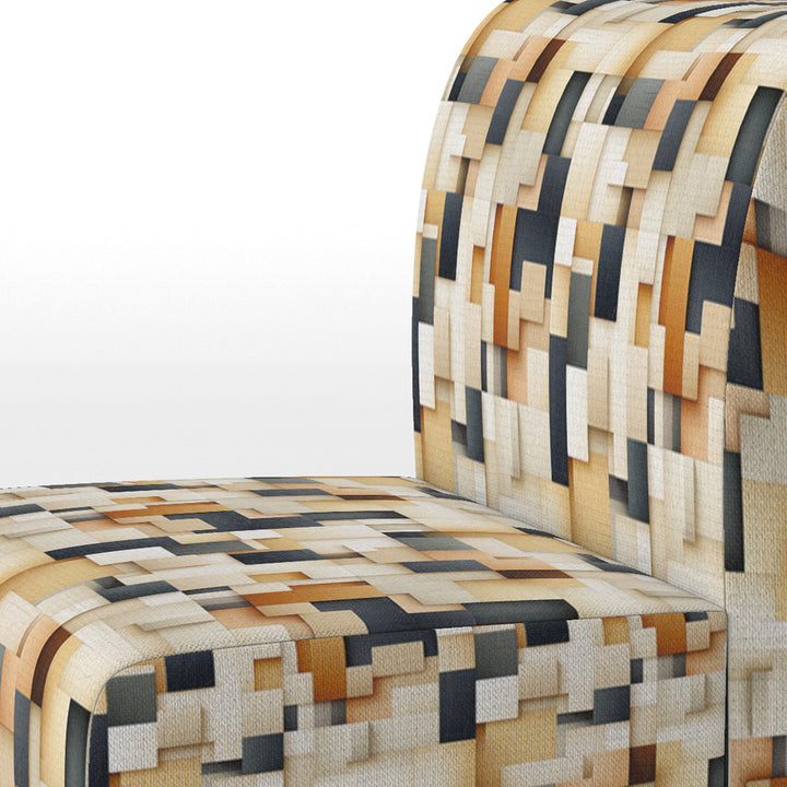 Abstract Taupe Blockchain Blocks - Modern Arm Chair