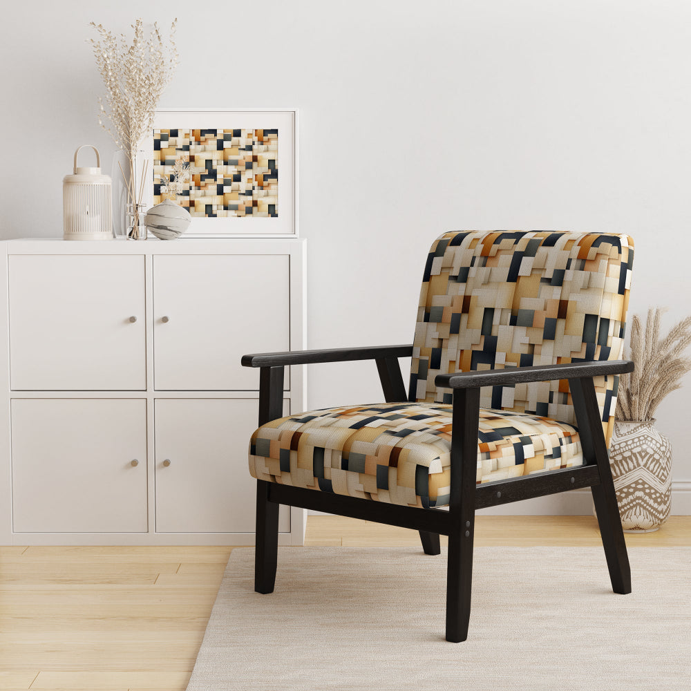 Abstract Taupe Blockchain Blocks - Modern Arm Chair