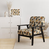 Abstract Taupe Blockchain Blocks - Modern Arm Chair