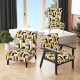 Taupe Geometric Blocks Harmony - Modern Accent Side Chair