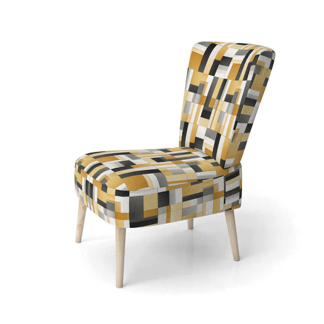 Taupe Geometric Blocks Harmony - Modern Accent Side Chair
