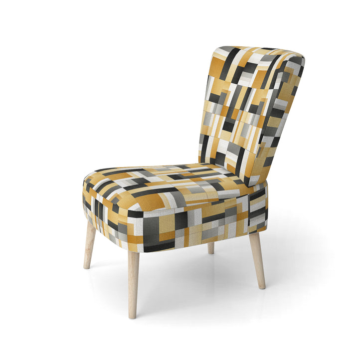 Taupe Geometric Blocks Harmony - Modern Accent Side Chair