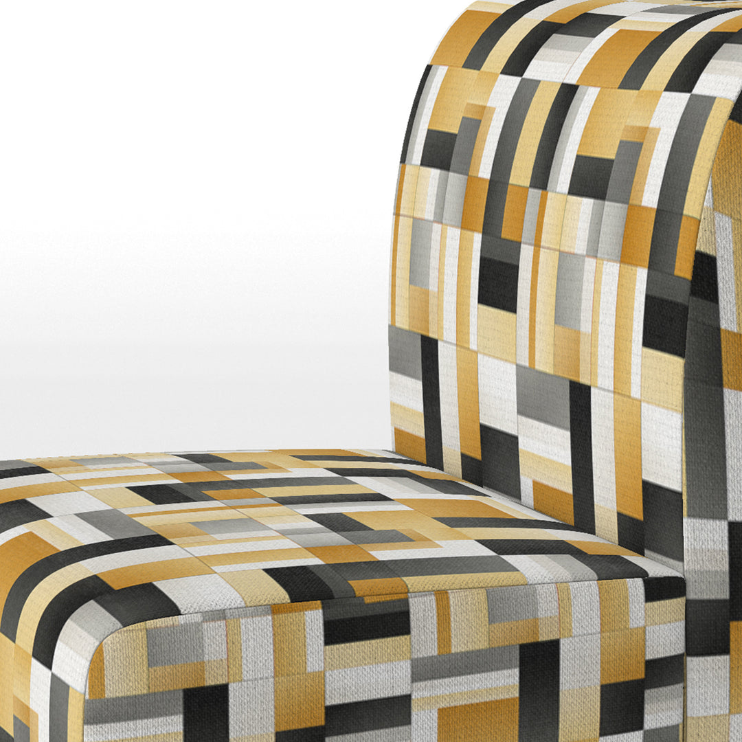 Taupe Geometric Blocks Harmony - Modern Accent Side Chair