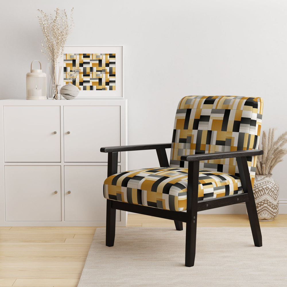 Taupe Geometric Blocks Harmony - Modern Accent Side Chair