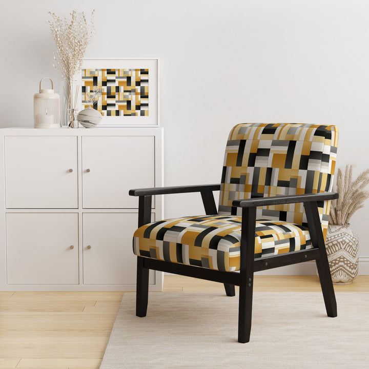 Taupe Geometric Blocks Harmony - Modern Accent Side Chair