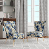 Coastal Blues White Flowers Blooms - Cottage Arm Chair