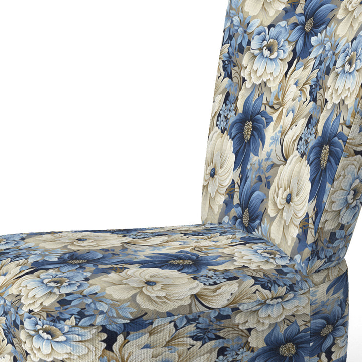 Coastal Blues White Flowers Blooms - Cottage Arm Chair