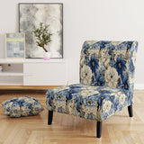 Coastal Blues White Flowers Blooms - Cottage Arm Chair