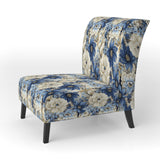 Coastal Blues White Flowers Blooms - Cottage Arm Chair