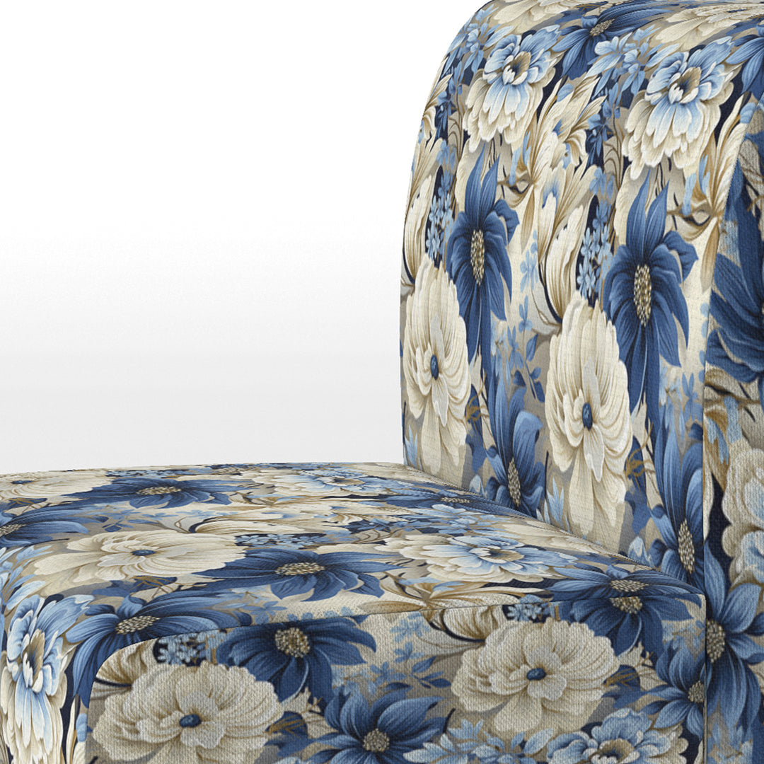 Coastal Blues White Flowers Blooms - Cottage Arm Chair