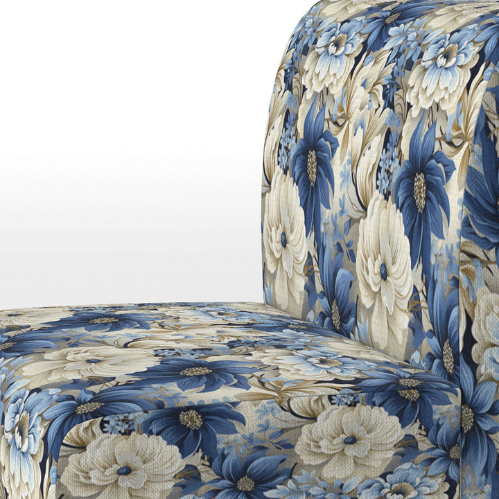 Coastal Blues White Flowers Blooms - Cottage Arm Chair