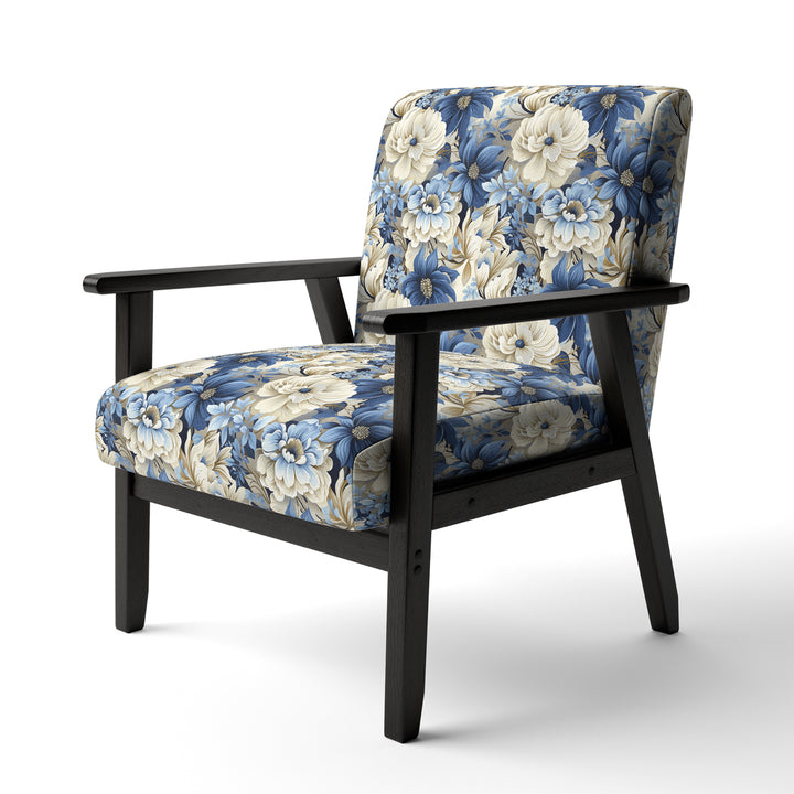 Coastal Blues White Flowers Blooms - Cottage Arm Chair