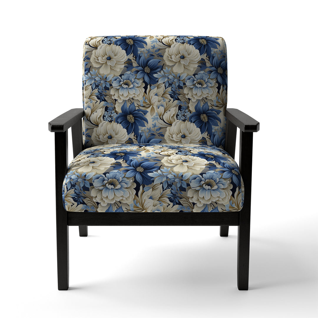 Coastal Blues White Flowers Blooms - Cottage Arm Chair