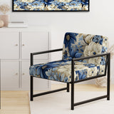 Coastal Blues White Flowers Blooms - Cottage Arm Chair
