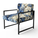 Coastal Blues White Flowers Blooms - Cottage Arm Chair