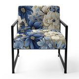 Coastal Blues White Flowers Blooms - Cottage Arm Chair