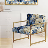 Coastal Blues White Flowers Blooms - Cottage Arm Chair