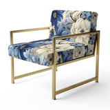Coastal Blues White Flowers Blooms - Cottage Arm Chair