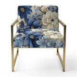 Coastal Blues White Flowers Blooms - Cottage Arm Chair
