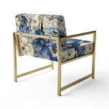 Coastal Blues White Flowers Blooms - Cottage Arm Chair