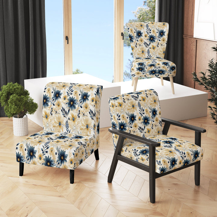 Blue And White Coastal Retreat Seashells - Cottage Accent Side Chair