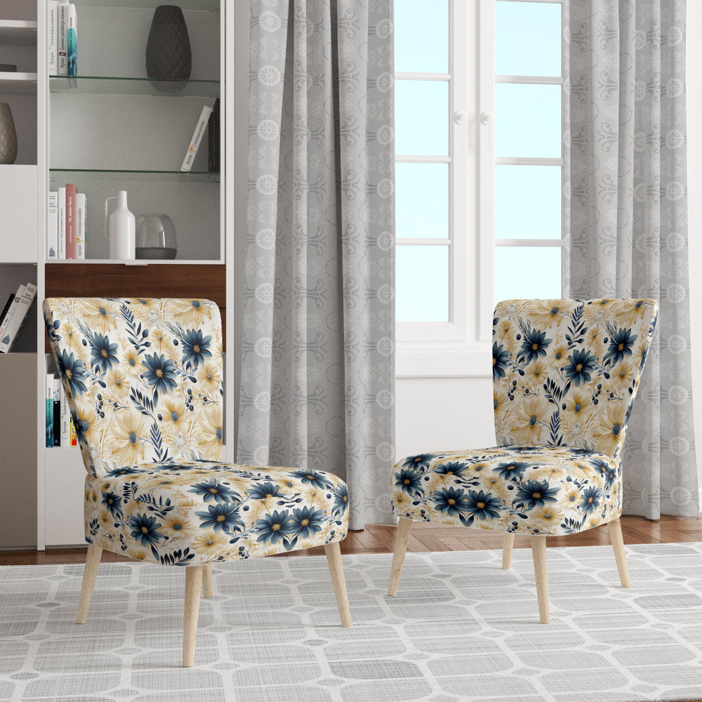 Blue And White Coastal Retreat Seashells - Cottage Accent Side Chair